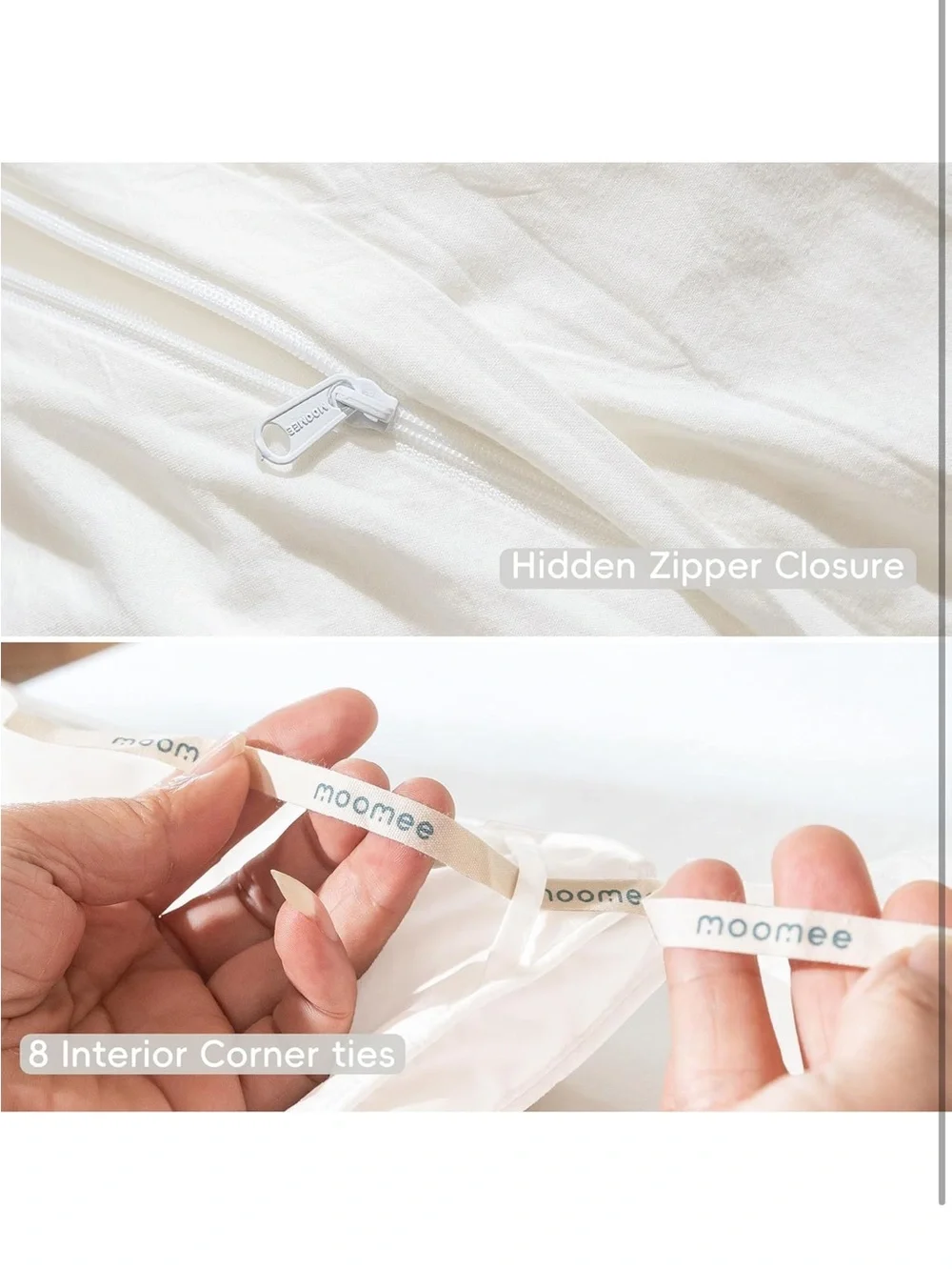 NEW MooMee Bedding Duvet Cover Set 100% Washed Cotton Linen Like Texture, King